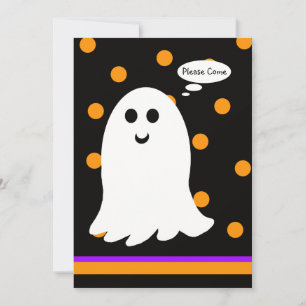 Halloween Birthday Party Invitation Ghost