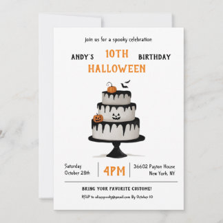 Halloween Birthday Party Invitation Spooky Cake
