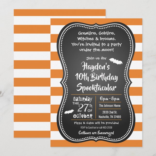 Halloween Birthday Party Kids Costume Invitation (Front/Back)