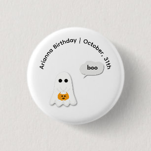 Halloween Birthday Party Minimal Ghost Design 1 Inch Round Button
