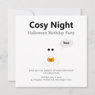 Halloween Birthday Party Minimal Ghost Design Holiday Card