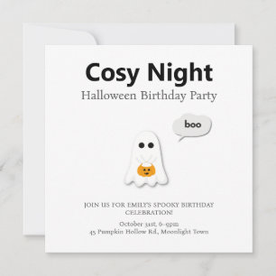 Halloween Birthday Party Minimal Ghost Design Holiday Card