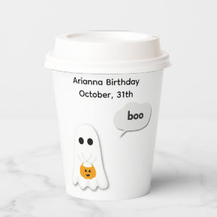 Halloween Birthday Party Minimal Ghost Design Paper Cups