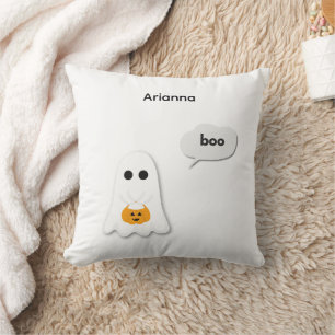 Halloween Birthday Party   Minimal Ghost Design Throw Pillow