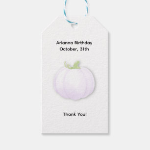Halloween Birthday Party   Minimal Pumpkin Design Gift Tags