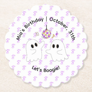 Halloween Birthday Party   Minimal Pumpkin Design Paper Coaster