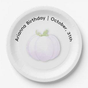 Halloween Birthday Party   Minimal Pumpkin Design Paper Plate