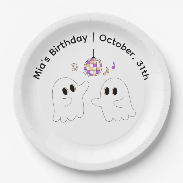 Halloween Birthday Party | Minimal Pumpkin Design Paper Plate (Front)