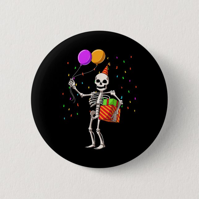 Halloween Birthday Party Outfit Skeleton Birthday  2 Inch Round Button (Front)