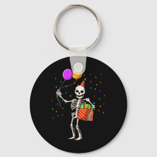 Halloween Birthday Party Outfit Skeleton Birthday Keychain