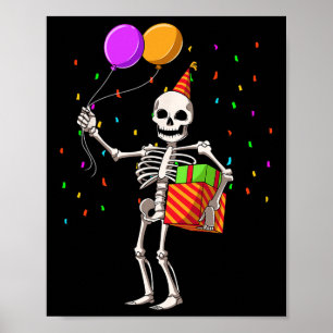 Halloween Birthday Party Outfit Skeleton Birthday  Poster
