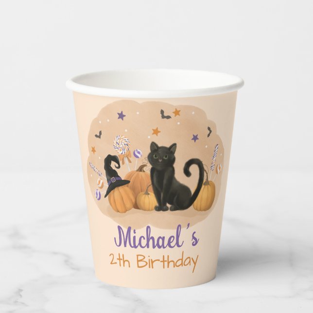 Halloween Birthday Party  Paper Cups (Front)