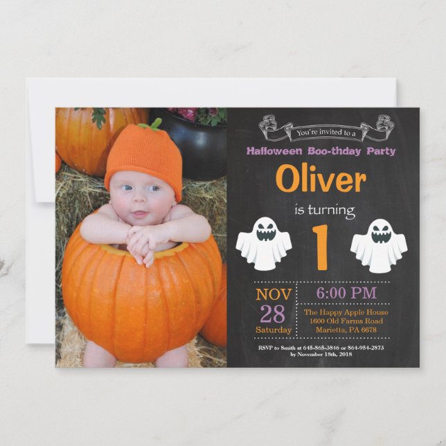 Halloween Birthday Party Photo Invitation (Front)