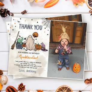 Halloween Birthday Party Photo Thank You Card