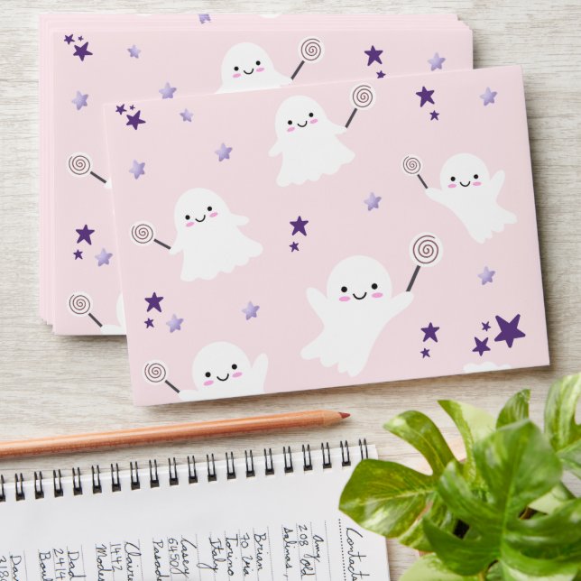Halloween Birthday Party Pink Girl Cute Spooky Envelope (Stacked)
