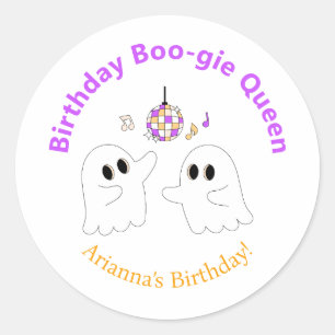 Halloween Birthday Party   Spooky Dancefloor Ghost Classic Round Sticker