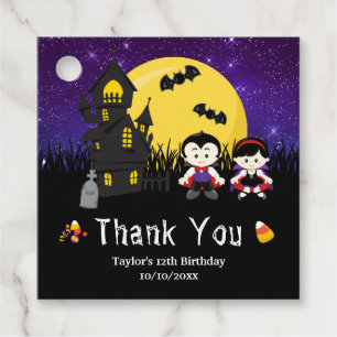 Halloween Birthday Party Vampires Purple Favour Tags