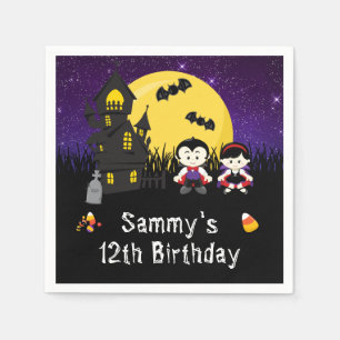 Halloween Birthday Party Vampires Purple Napkin