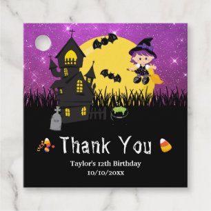 Halloween Birthday Party Witch Purple Favour Tags