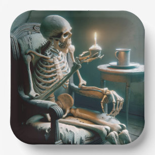 Halloween Birthday Skeleton Paper Plate