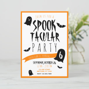 Halloween Birthday Spooktacular Ghosts and Bats Invitation