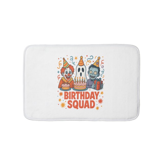 Halloween Birthday Squad Creepy Clown Ghost Zombie Bath Mat (Front)
