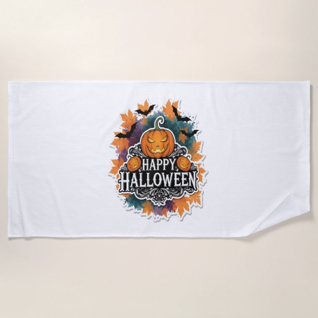 Halloween Birthday Squad Creepy Clown Ghost Zombie Beach Towel (Front)