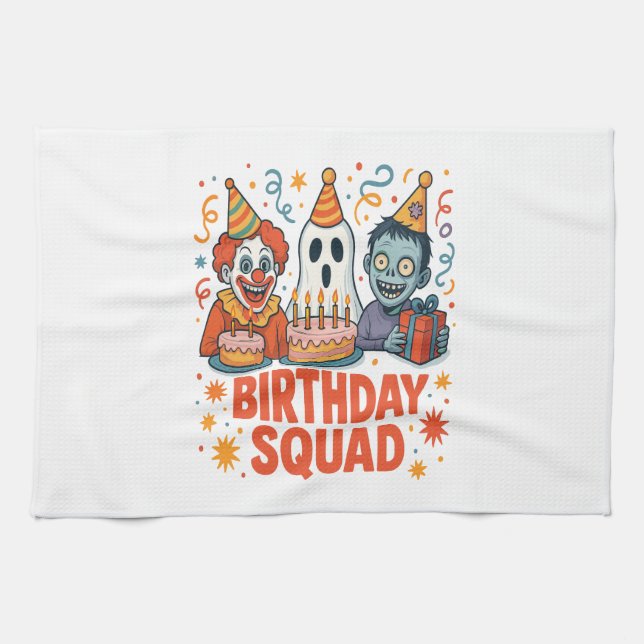 Halloween Birthday Squad Creepy Clown Ghost Zombie Kitchen Towel (Horizontal)