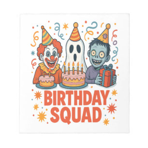 Halloween Birthday Squad Creepy Clown Ghost Zombie Notepad