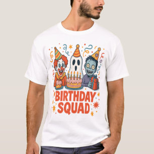 Halloween Birthday Squad Creepy Clown Ghost Zombie T-Shirt