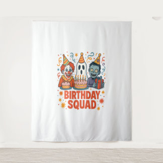 Halloween Birthday Squad Creepy Clown Ghost Zombie Tapestry