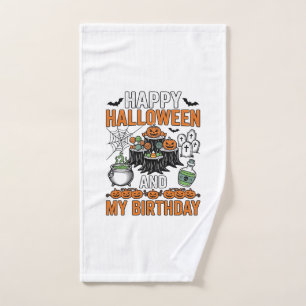 Halloween Birthday Vintage Pumpkin Party Design_1 Hand Towel