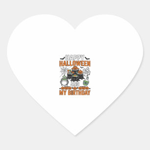 Halloween Birthday Vintage Pumpkin Party Design_1 Heart Sticker
