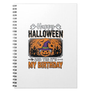 Halloween Birthday Witch Pumpkin Vintage Shirt Des Notebook