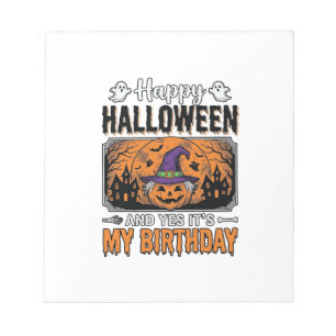Halloween Birthday Witch Pumpkin Vintage Shirt Des Notepad