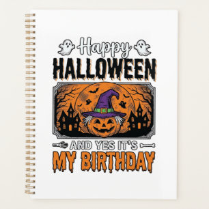 Halloween Birthday Witch Pumpkin Vintage Shirt Des Planner