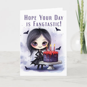 Halloween Birthday With Cute Vampire and Birthday Thank You Card