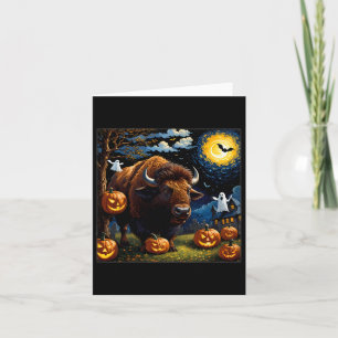 Halloween Bison Starry Night  Card
