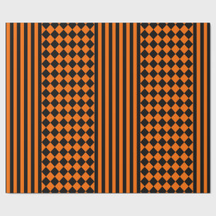 Halloween Black and Orange mix pattern Wrapping Paper