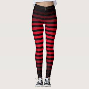Halloween Black and red vertical stripes ombre Leggings