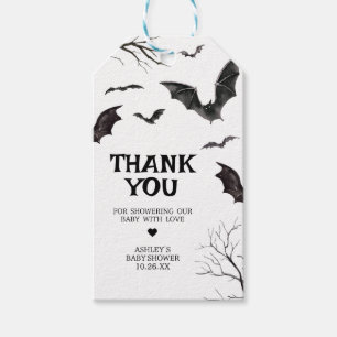 Halloween Black and White Bats Favour Tags