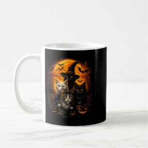 Halloween Black And White Cats With Pumpkins Full Coffee Mug