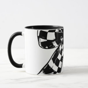 Halloween Black and White checked bows Coquette Mug