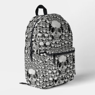 Halloween Black And White Dead Skulls Scary Printed Backpack