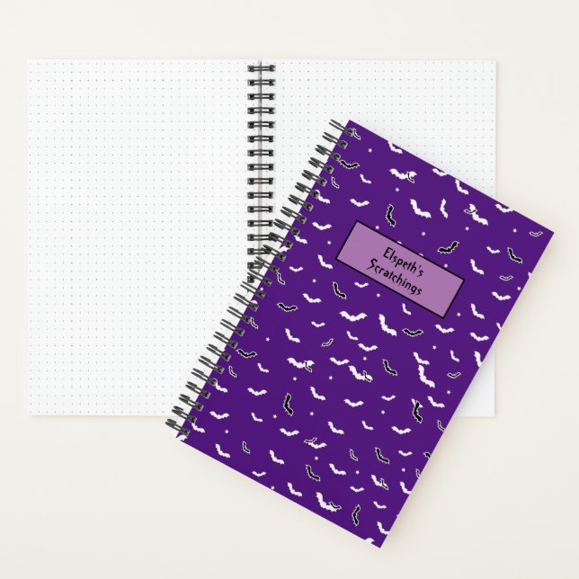 Halloween Black and White Flying Bats Pattern  Notebook (Inside)