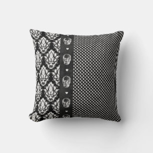 Halloween black and white gothic throw pillow