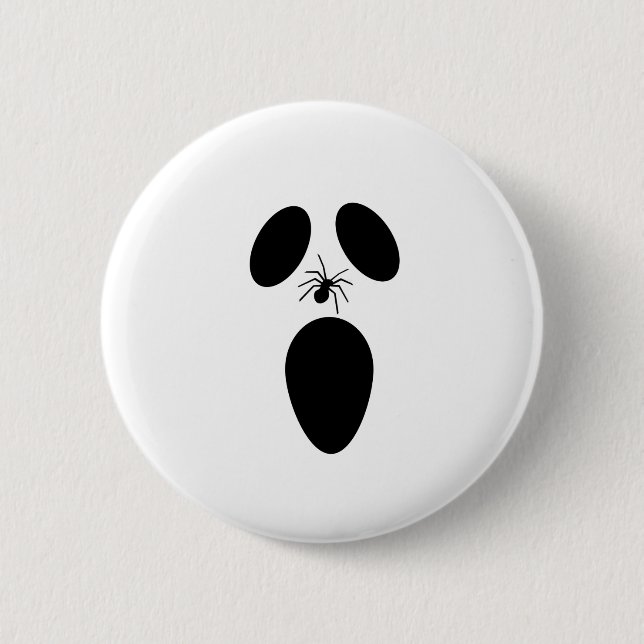 Halloween Black and White Scary Ghost Face 2 Inch Round Button (Front)