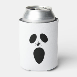 Halloween Black and White Scary Ghost Face Can Cooler