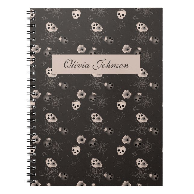 Halloween Black and White Skulls Modern Notebook (Front)