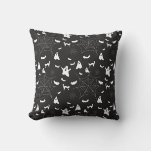 Halloween Black and white Spooky Pattern Throw Pillow